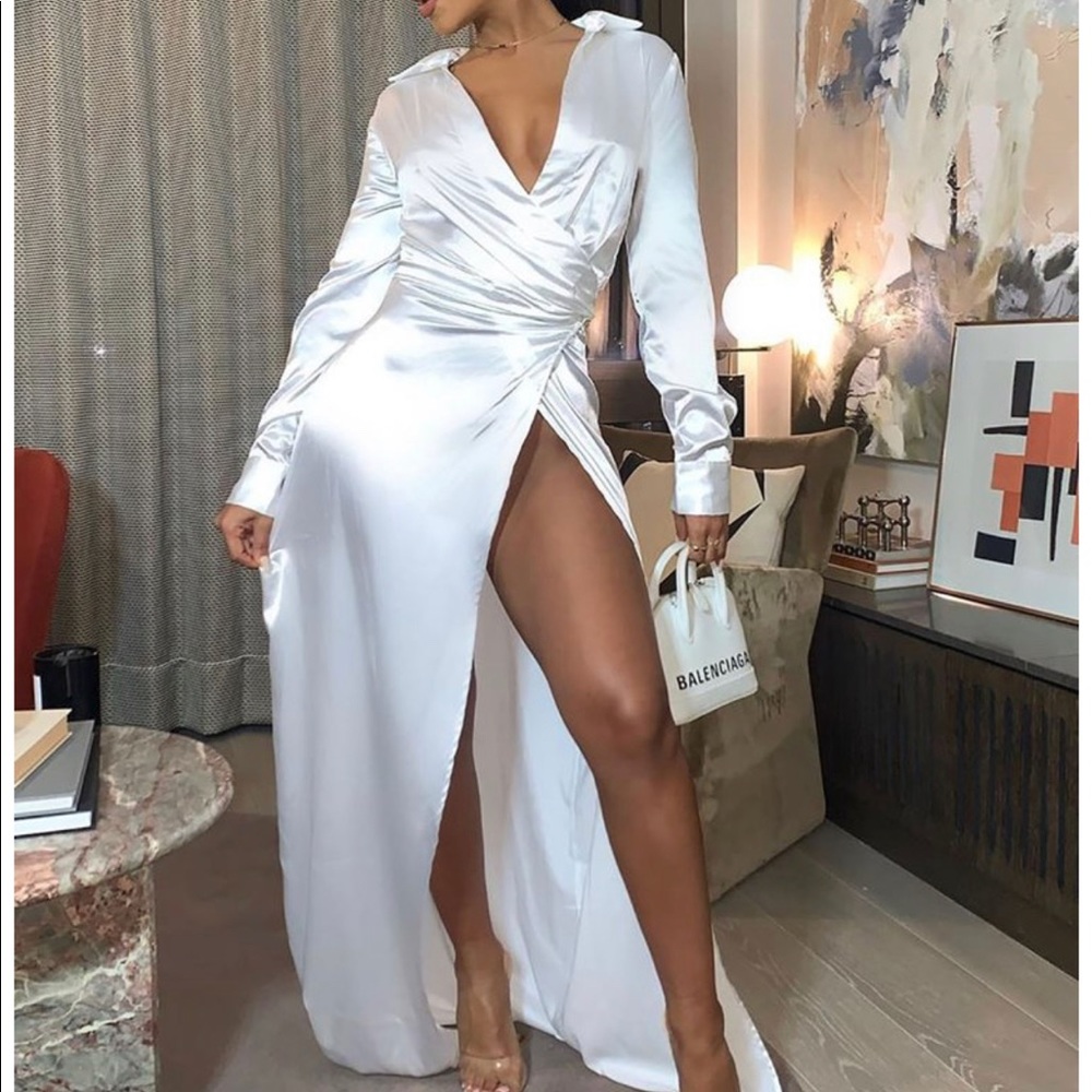 Satin dress( off white)